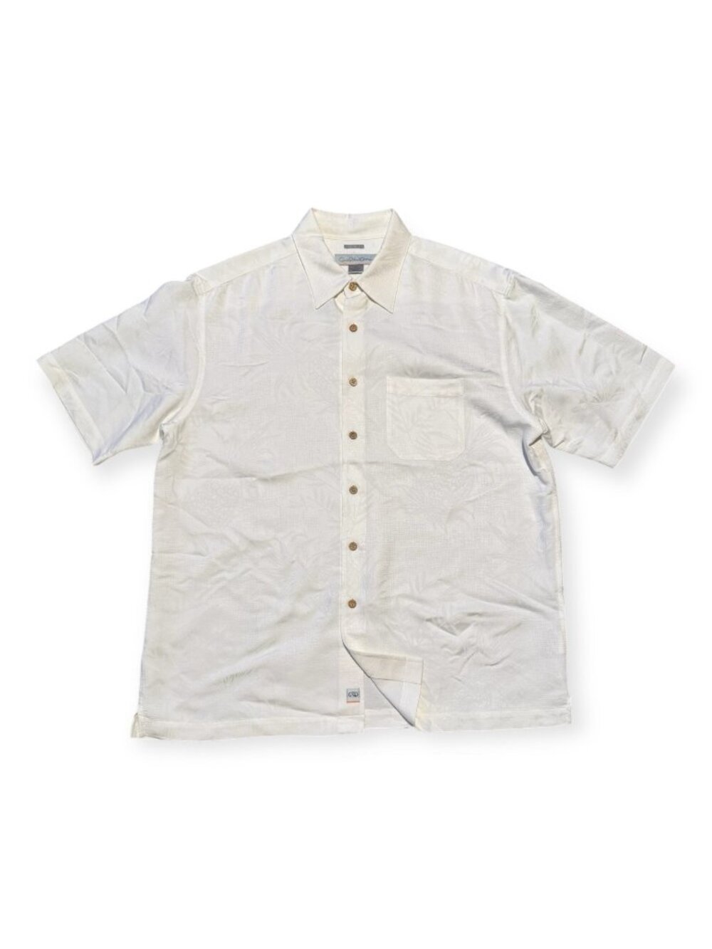 Quiksilver Aloha Edition Mens Large Linen Cotton Button-Up Hawaiian Shirt White